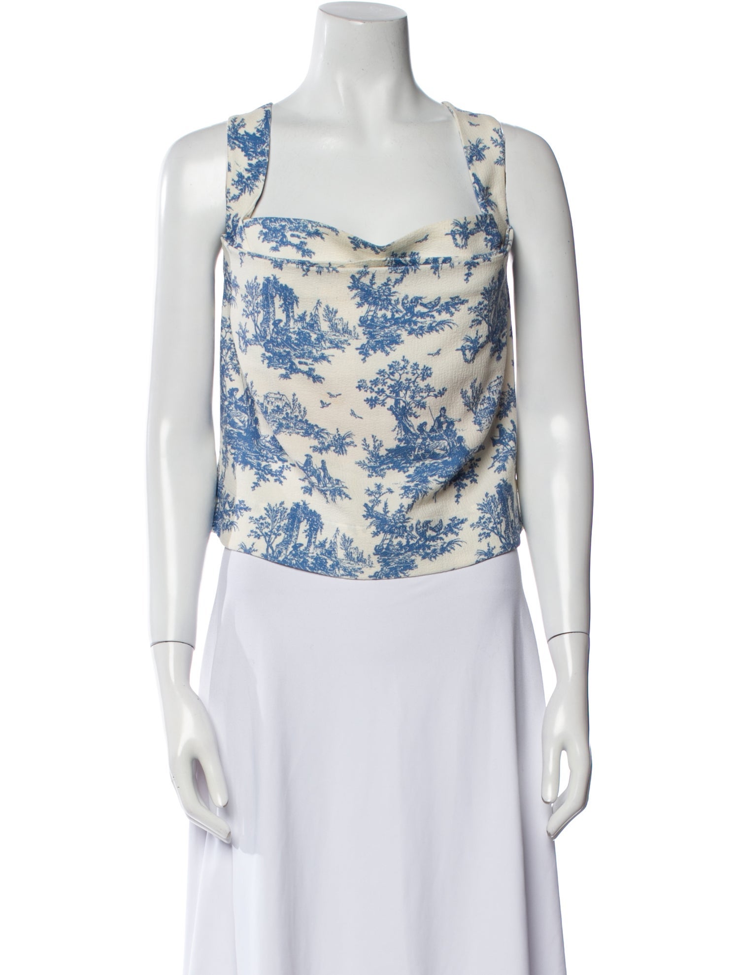 Miaou Floral Print Cowl Neck Crop Top