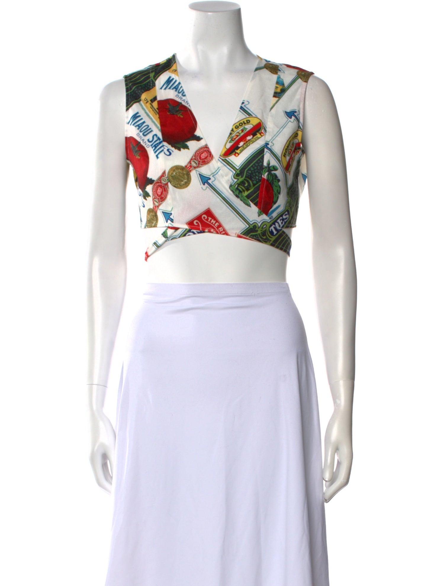 Miaou Printed V-Neck Crop Top