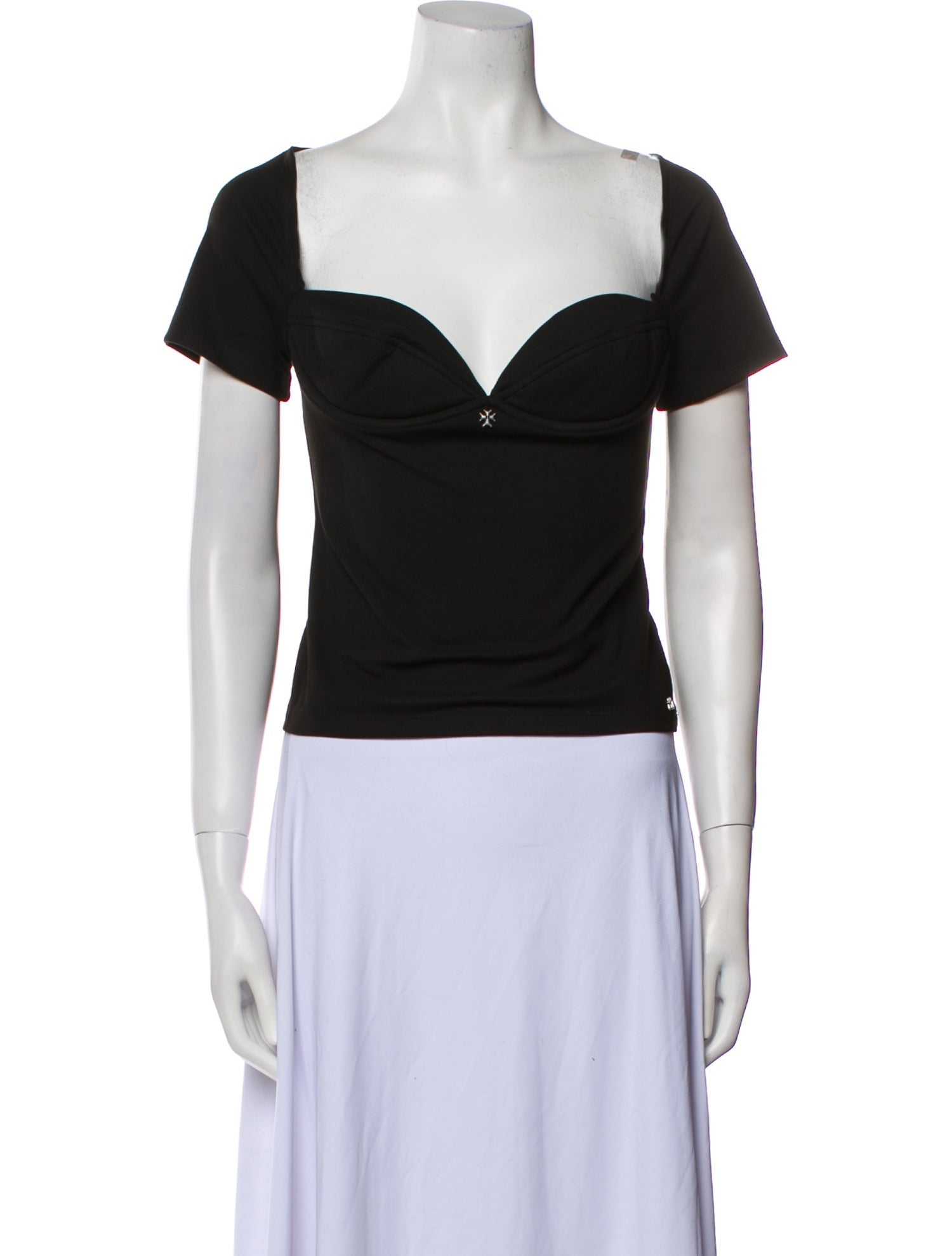 Miaou Square Neckline Short Sleeve Crop Top w/ Tags