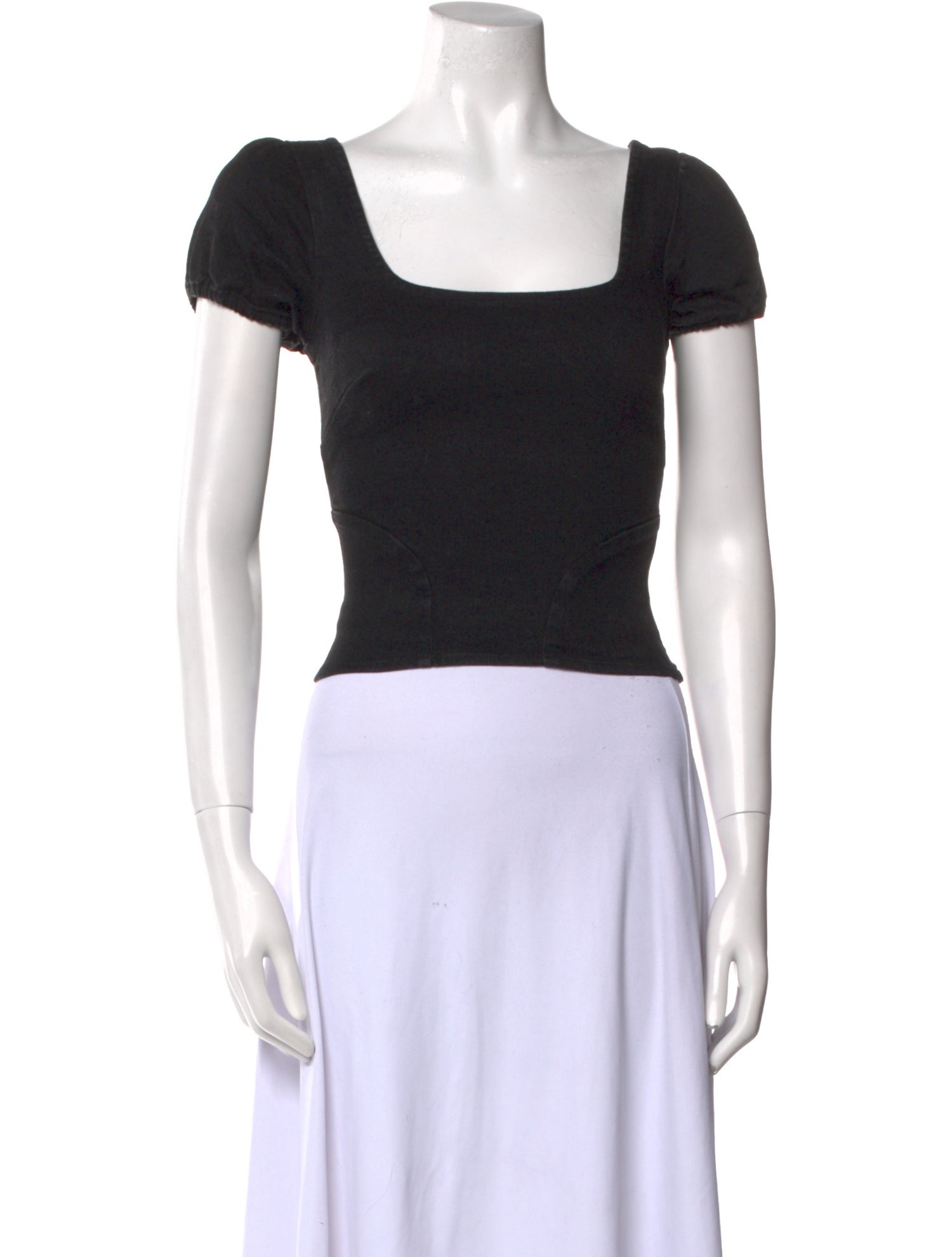 Miaou Square Neckline Short Sleeve Crop Top