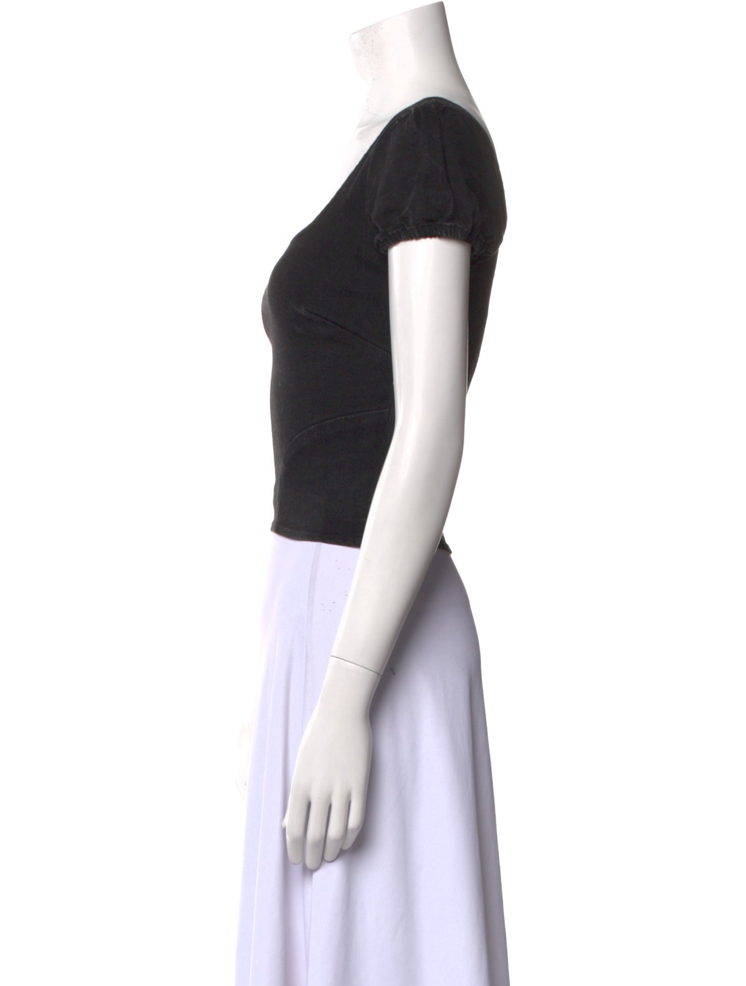 Miaou Square Neckline Short Sleeve Crop Top