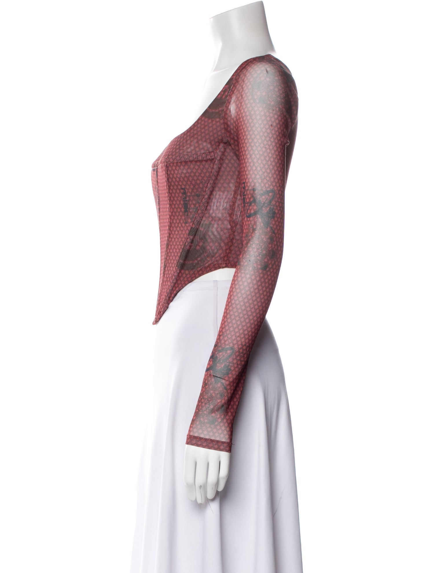 Miaou Square Neckline Long Sleeve Crop Top