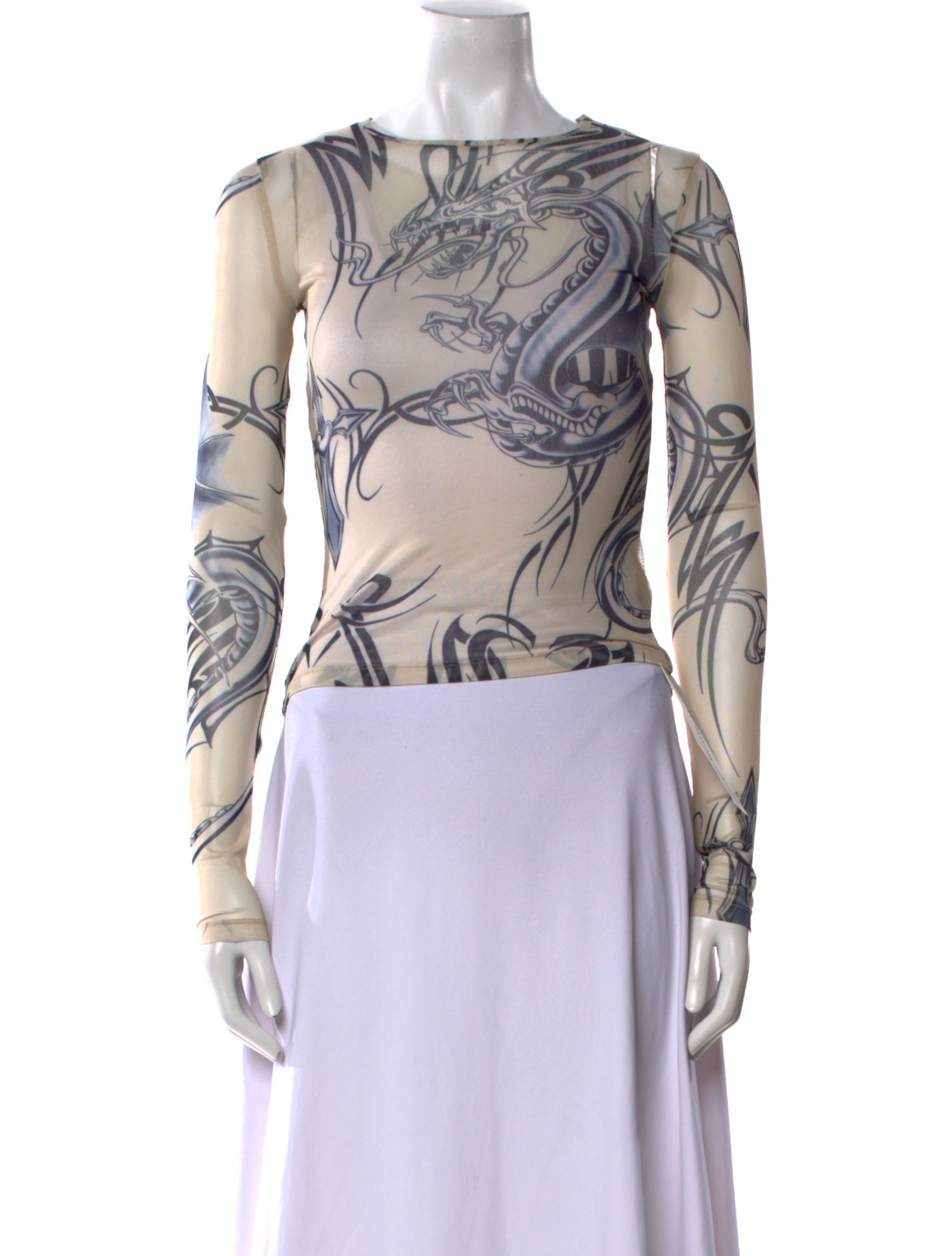 Miaou Printed Bateau Neckline Top