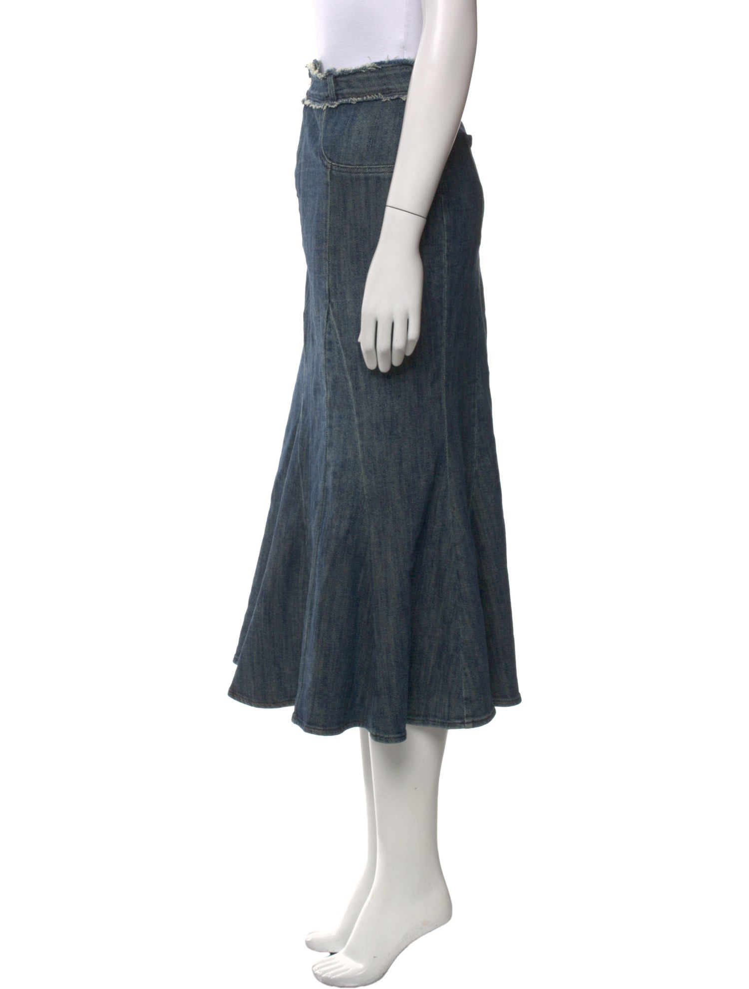 Miaou Raw-Edge Trim Midi Length Skirt