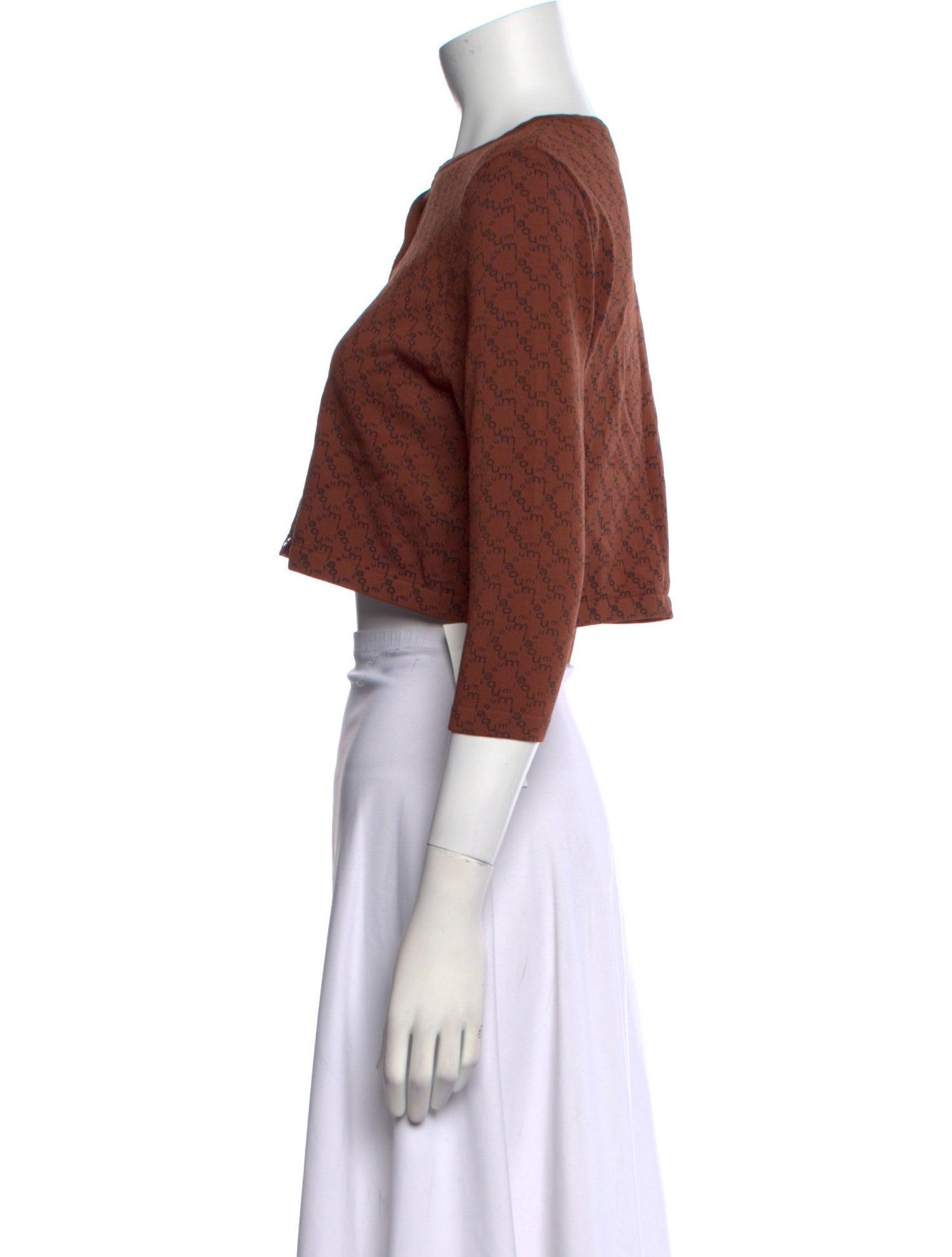 Miaou Crew Neck Three-Quarter Sleeve Crop Top