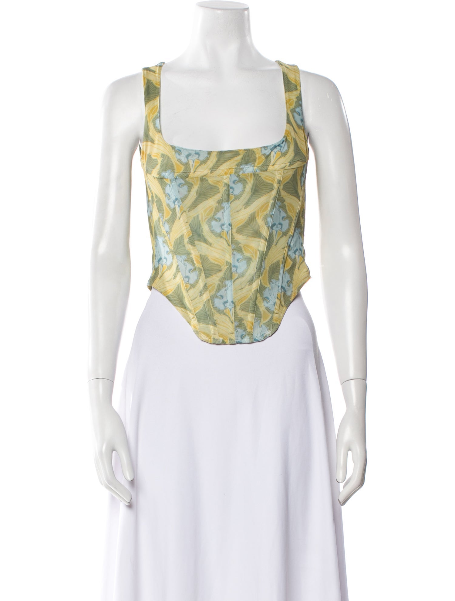 Miaou Printed Square Neckline Crop Top