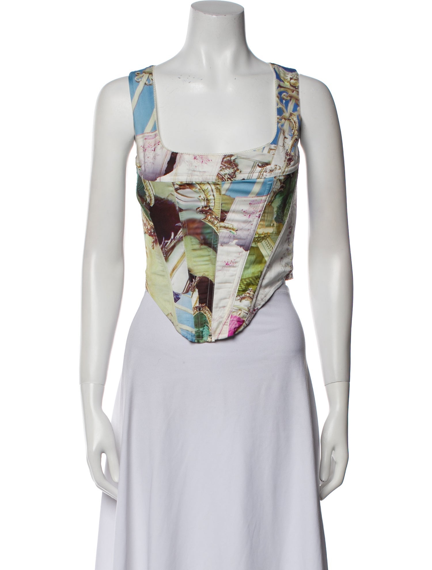 Miaou Printed Square Neckline Crop Top