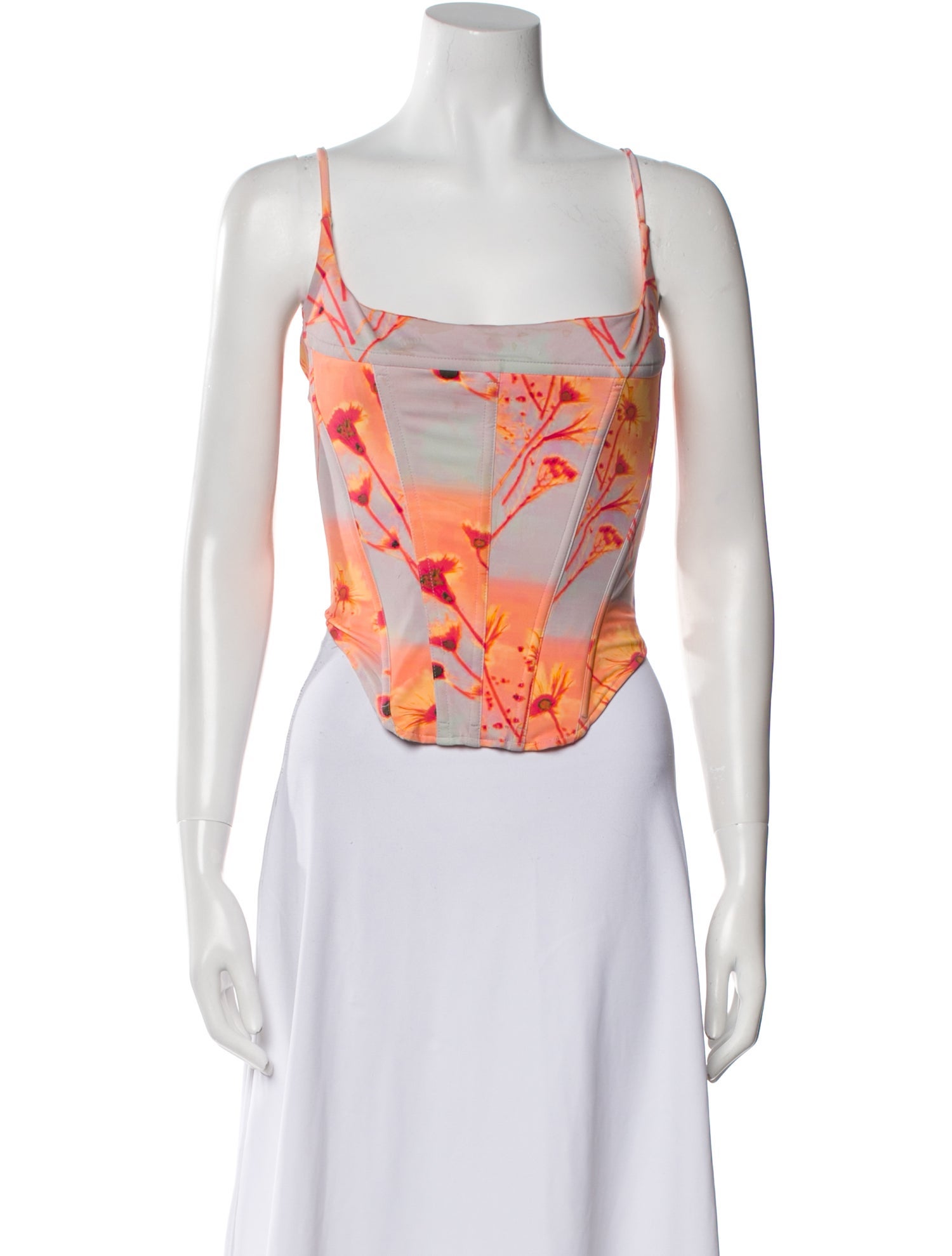 Miaou Printed Square Neckline Crop Top