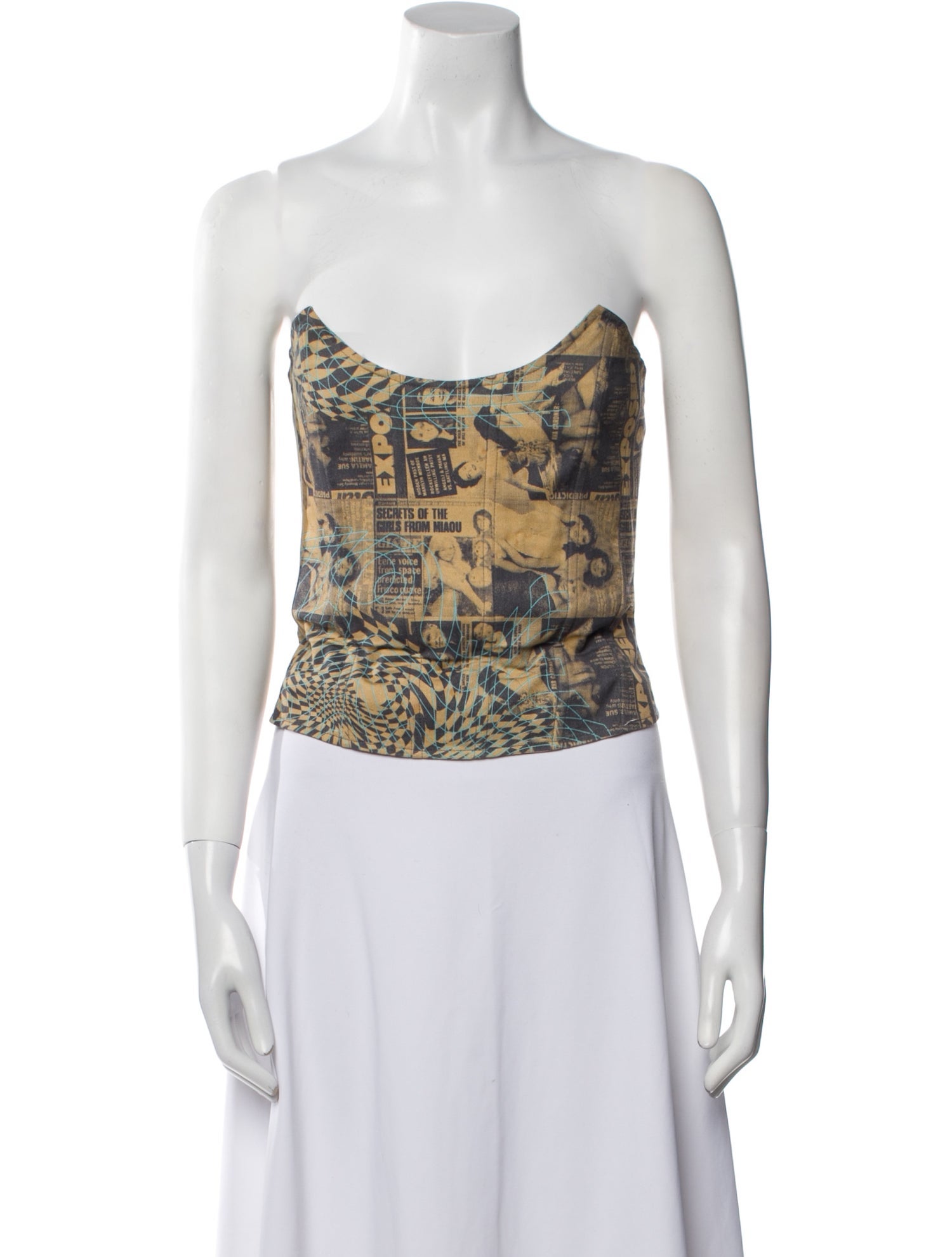 Miaou Printed Strapless Crop Top