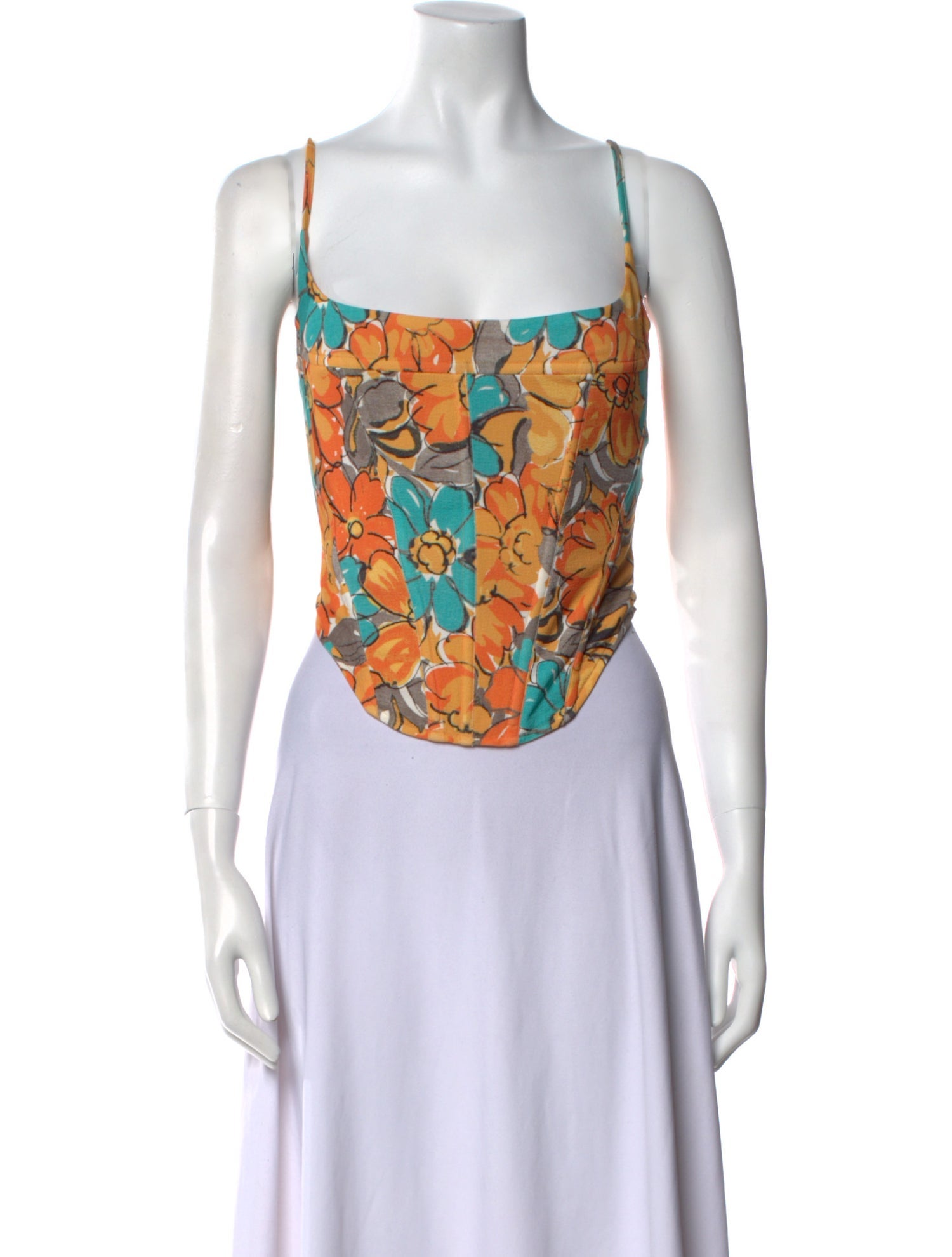 Miaou Printed Square Neckline Crop Top