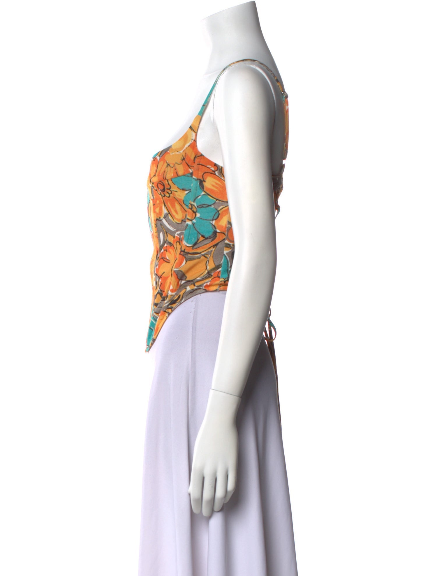 Miaou Printed Square Neckline Crop Top