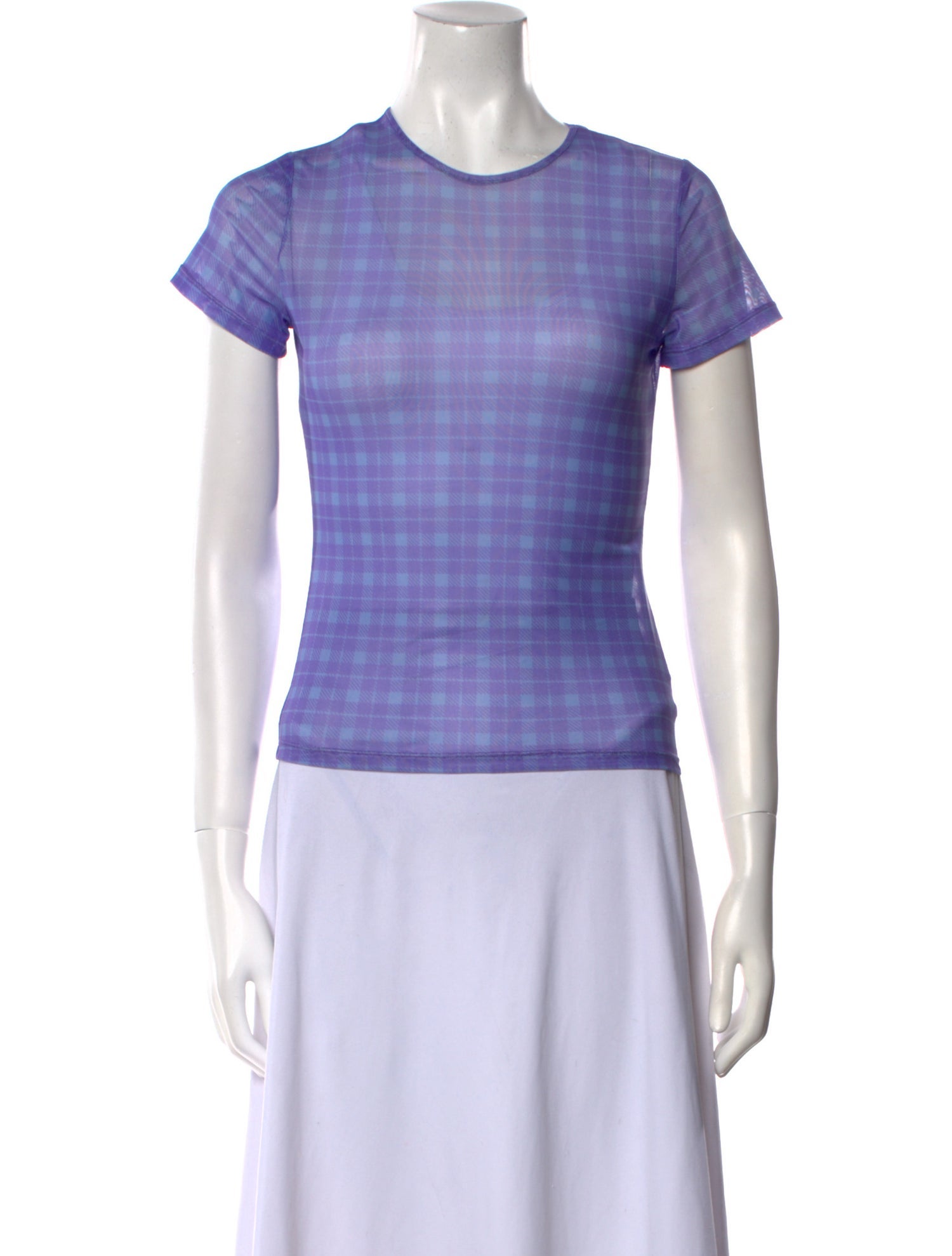 Miaou Plaid Print Crew Neck T-Shirt