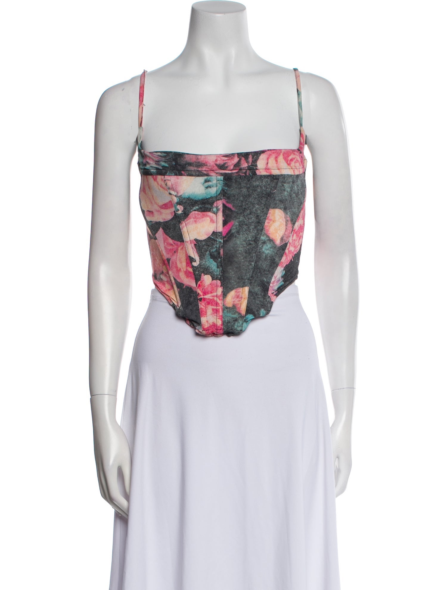 Miaou Floral Print Square Neckline Crop Top