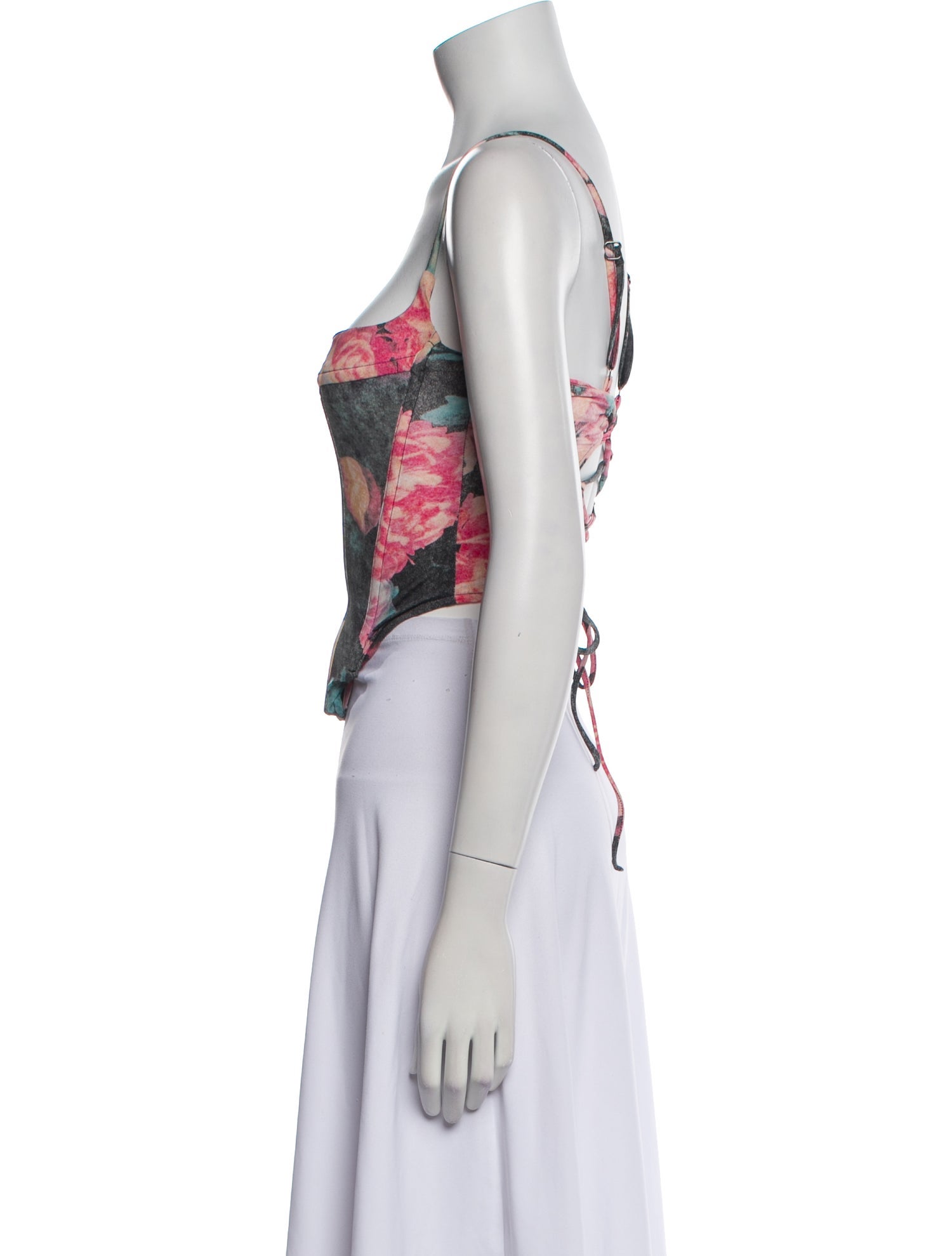 Miaou Floral Print Square Neckline Crop Top