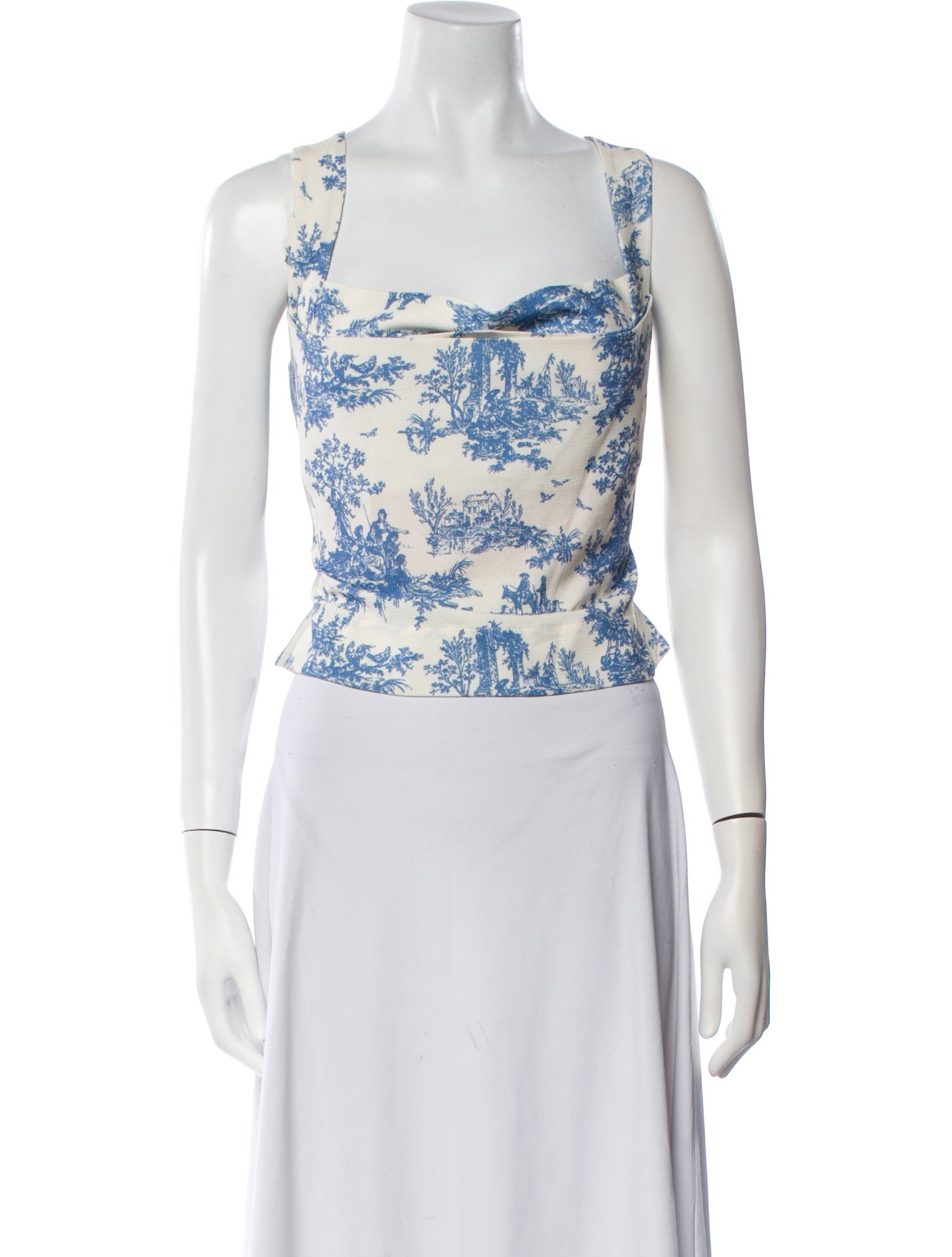 Miaou Floral Print Square Neckline Crop Top