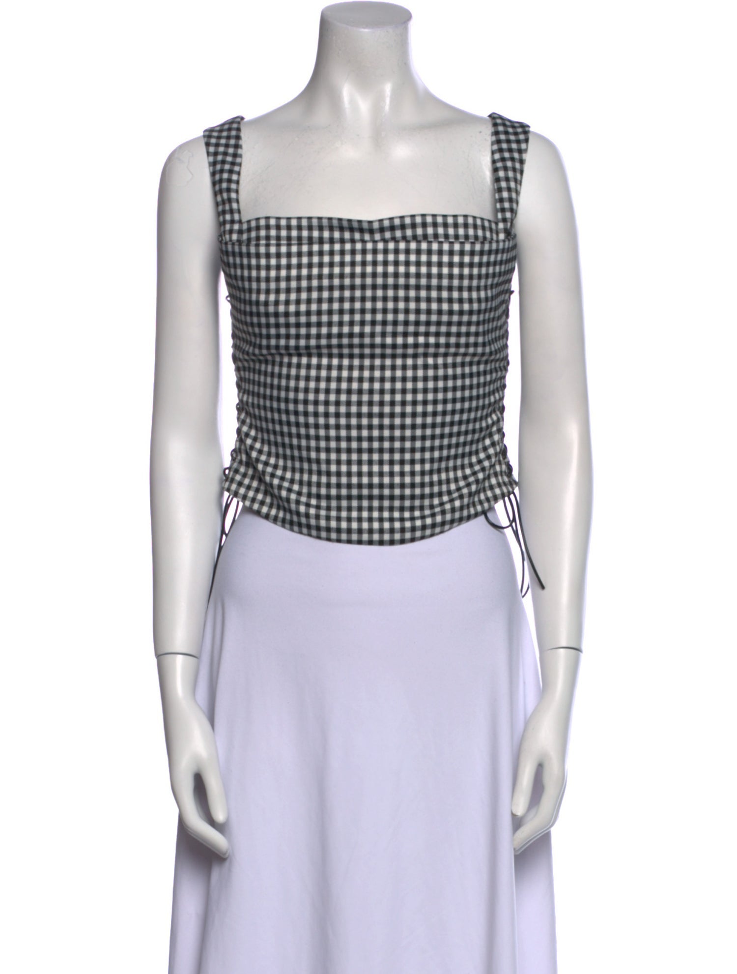 Miaou Plaid Print Square Neckline Crop Top