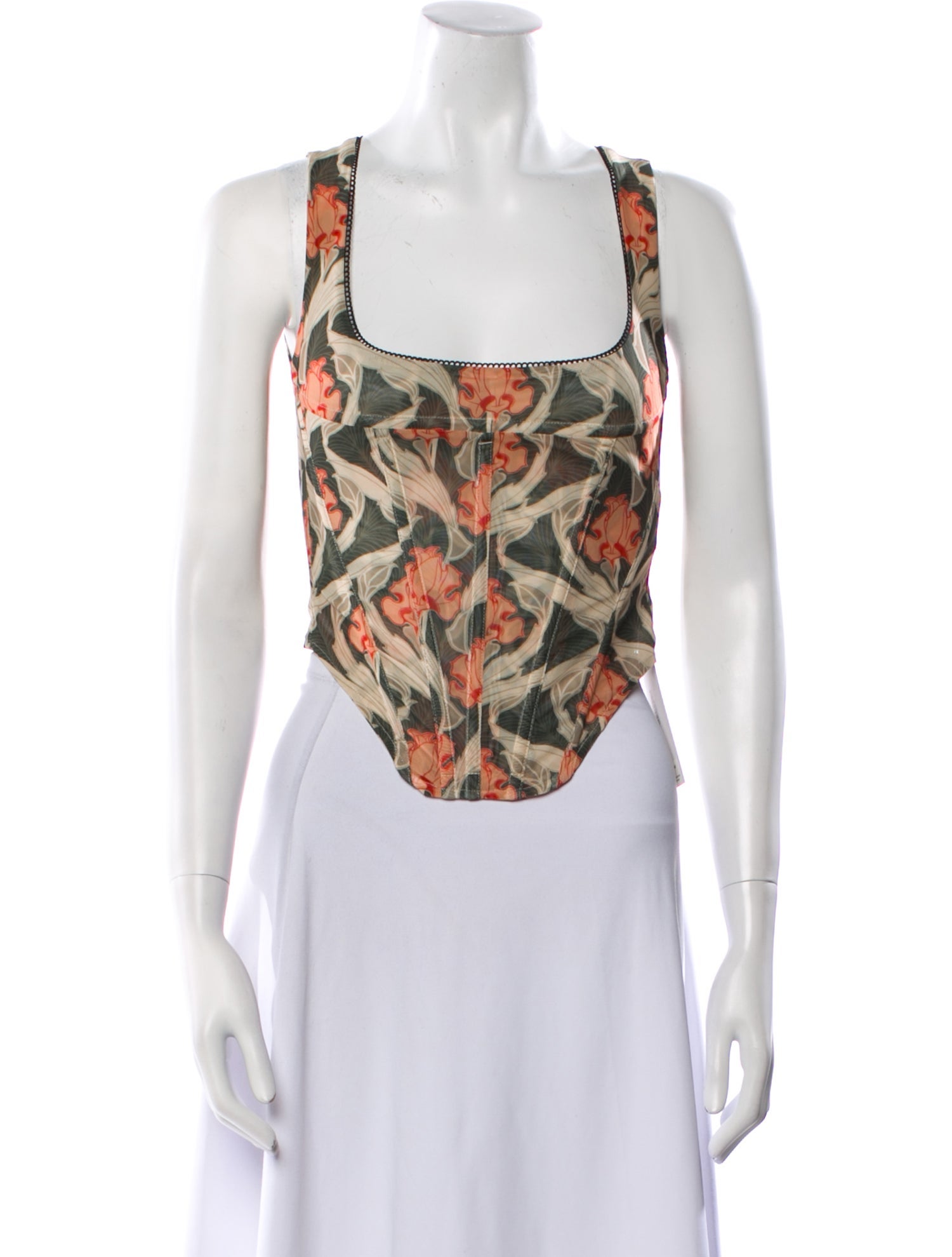 Miaou Floral Print Square Neckline Top