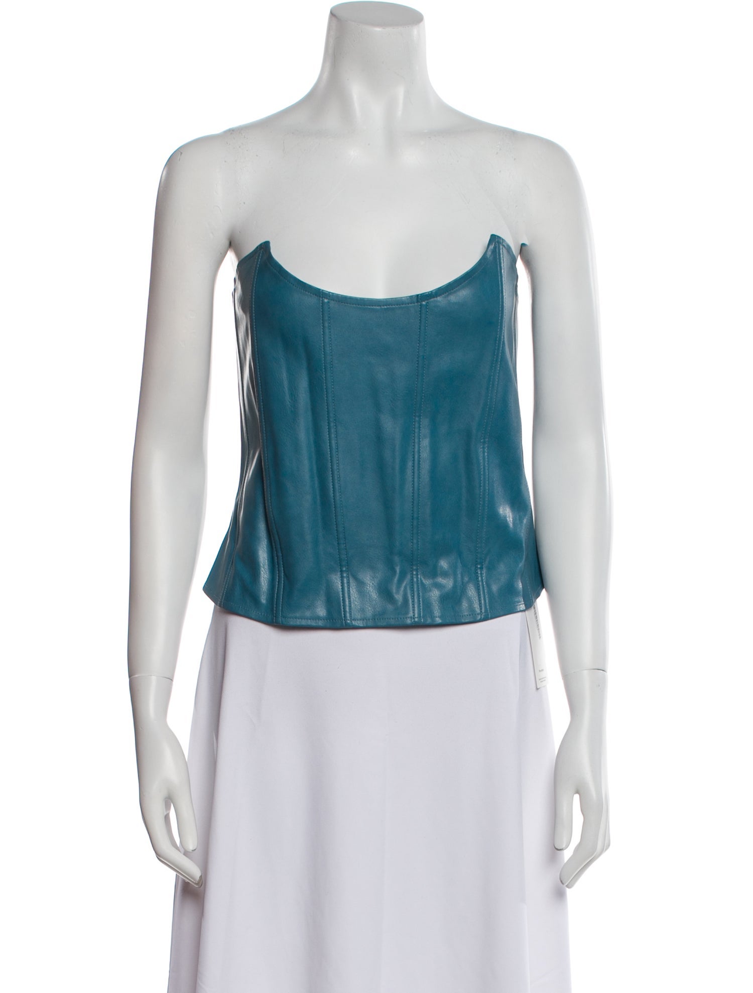 Miaou Faux Leather Strapless Crop Top