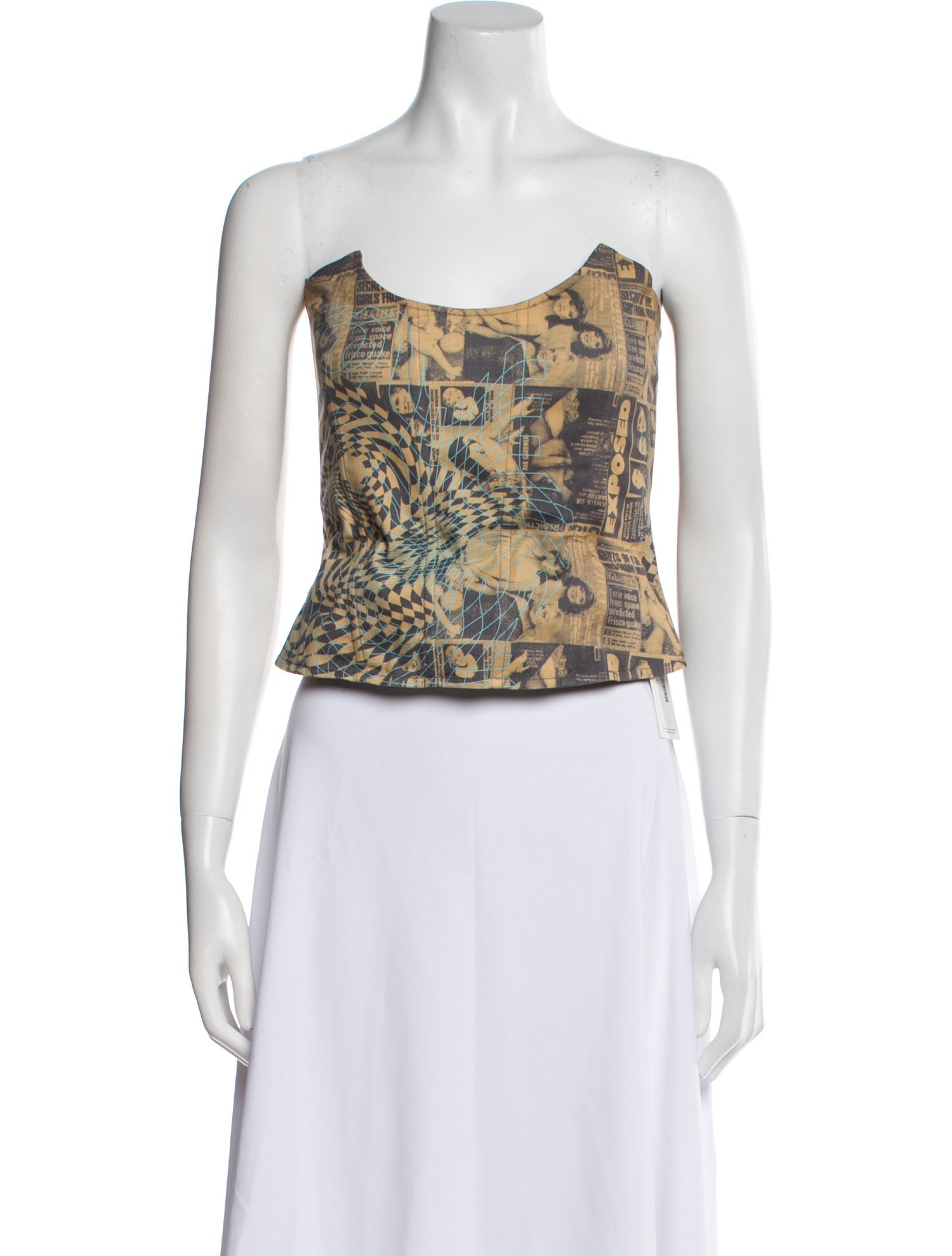 Miaou Printed Strapless Crop Top