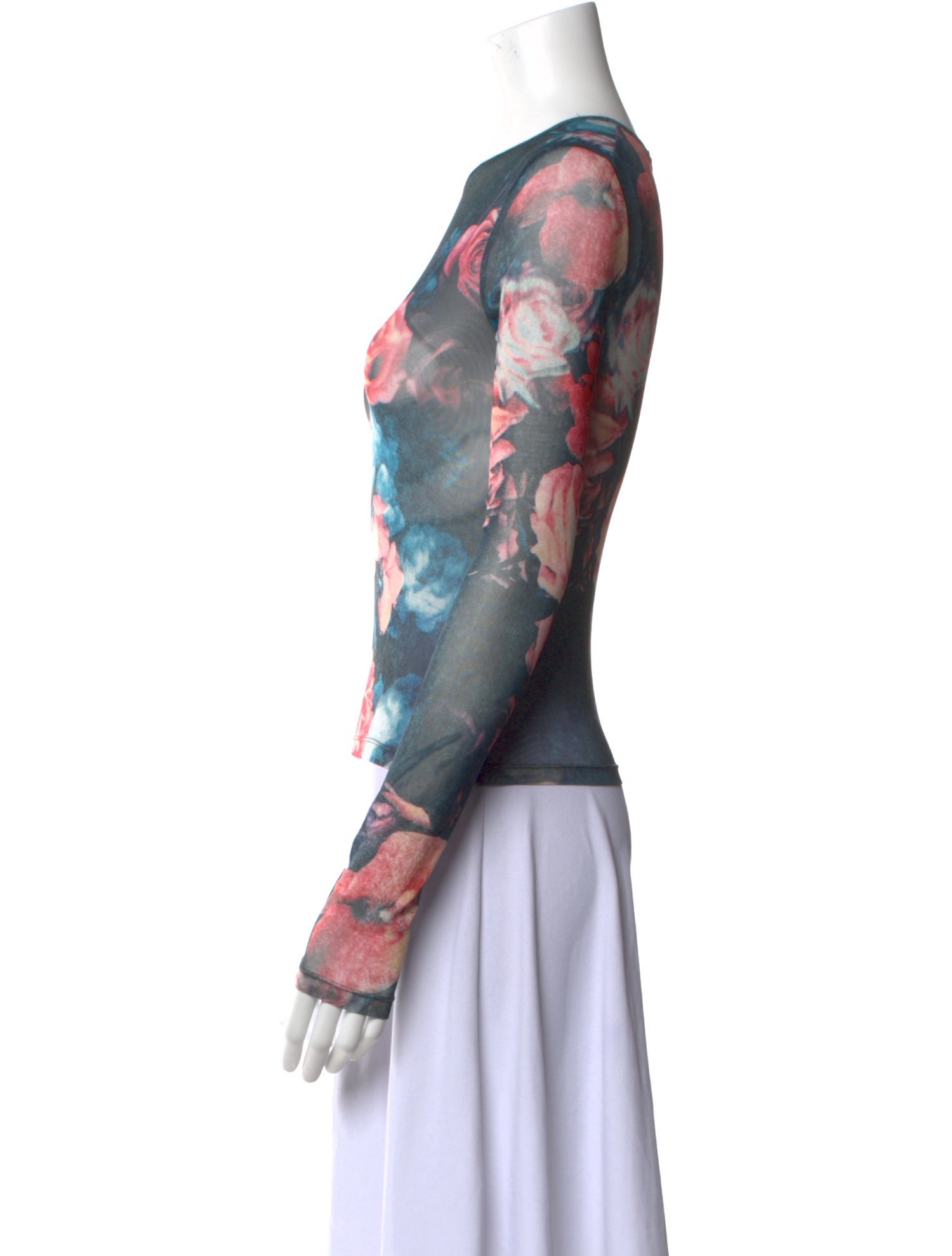 Miaou Floral Print Bateau Neckline Sweatshirt