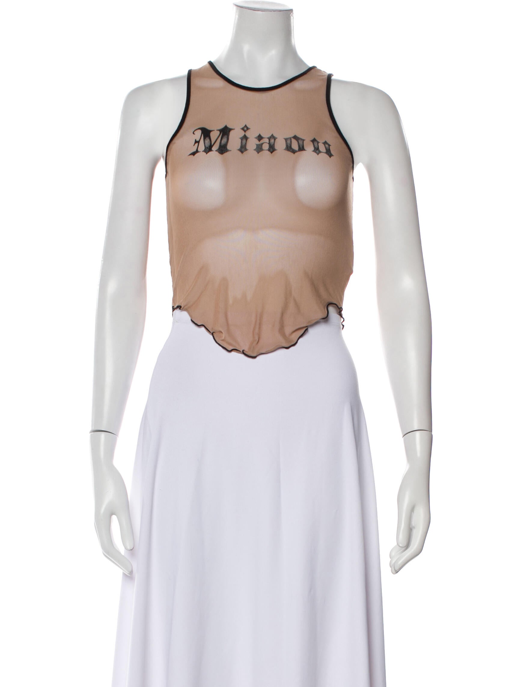 Miaou Graphic Print Crew Neck Crop Top