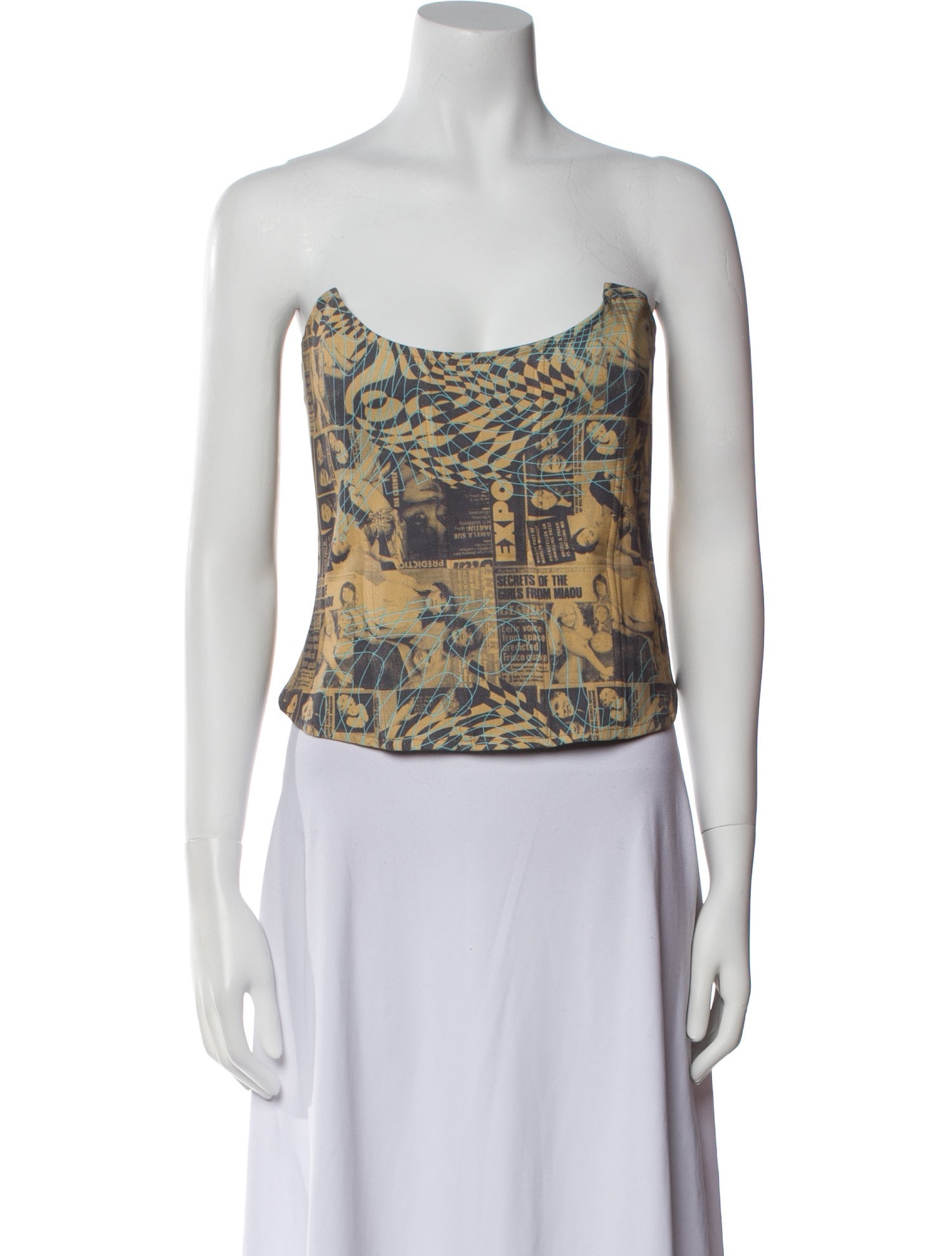 Miaou Printed Strapless Crop Top