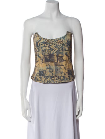 Miaou Printed Strapless Crop Top