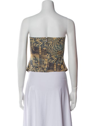 Miaou Printed Strapless Crop Top