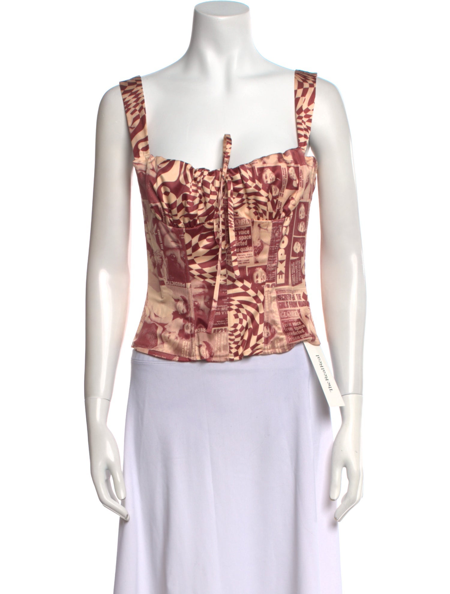 Miaou Printed Square Neckline Crop Top w/ Tags
