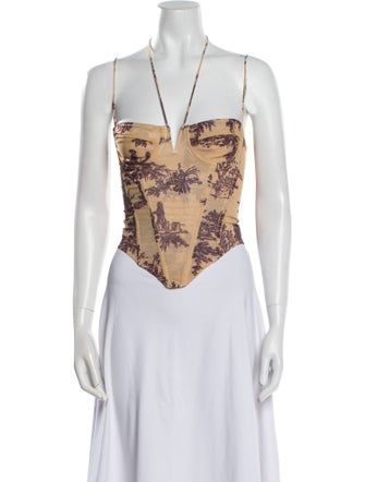 Miaou Printed V-Neck Crop Top