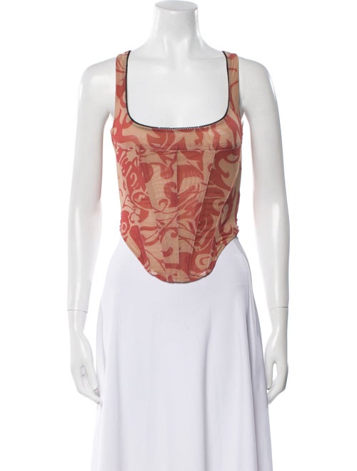 Miaou Printed Square Neckline Crop Top