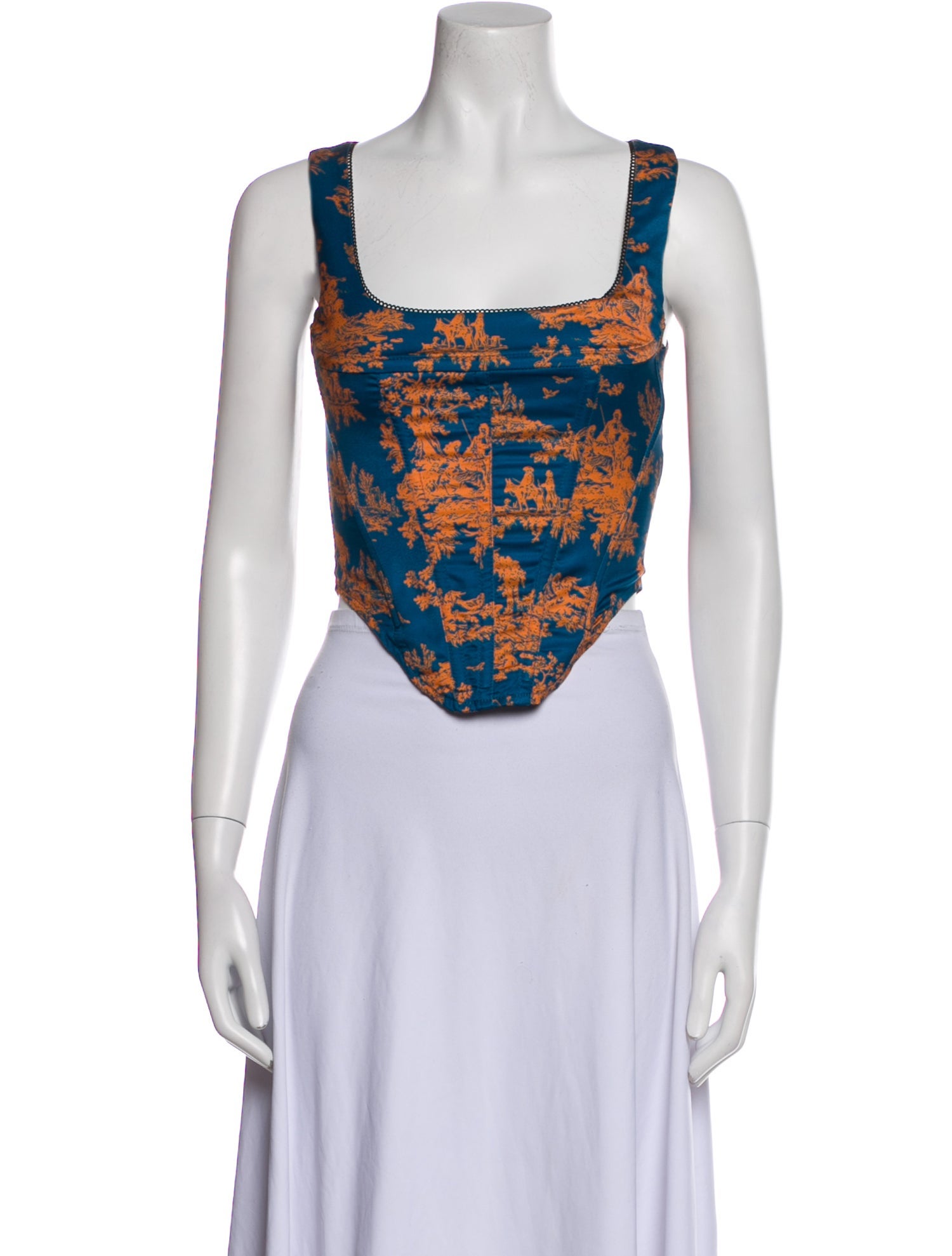 Miaou Floral Print Square Neckline Crop Top