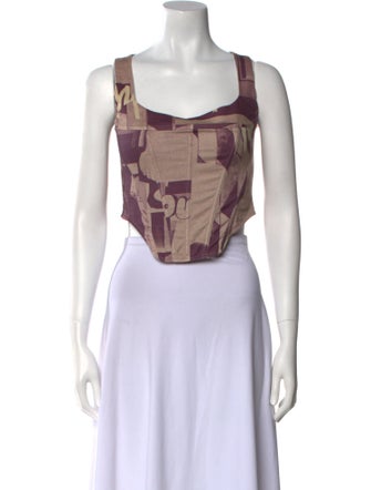 Miaou Printed Square Neckline Crop Top