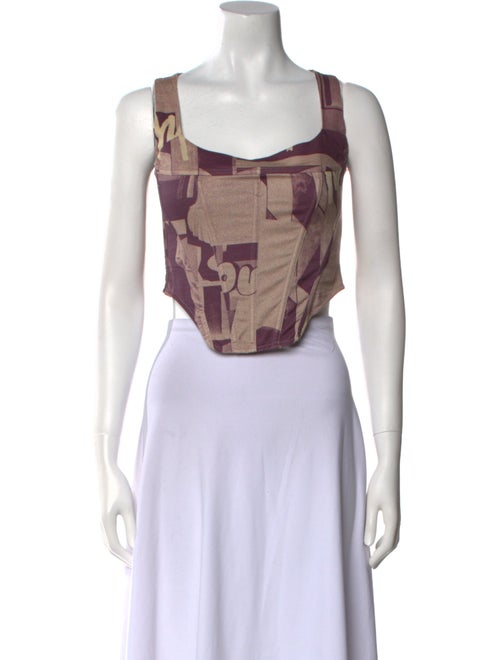 Miaou Printed Square Neckline Crop Top