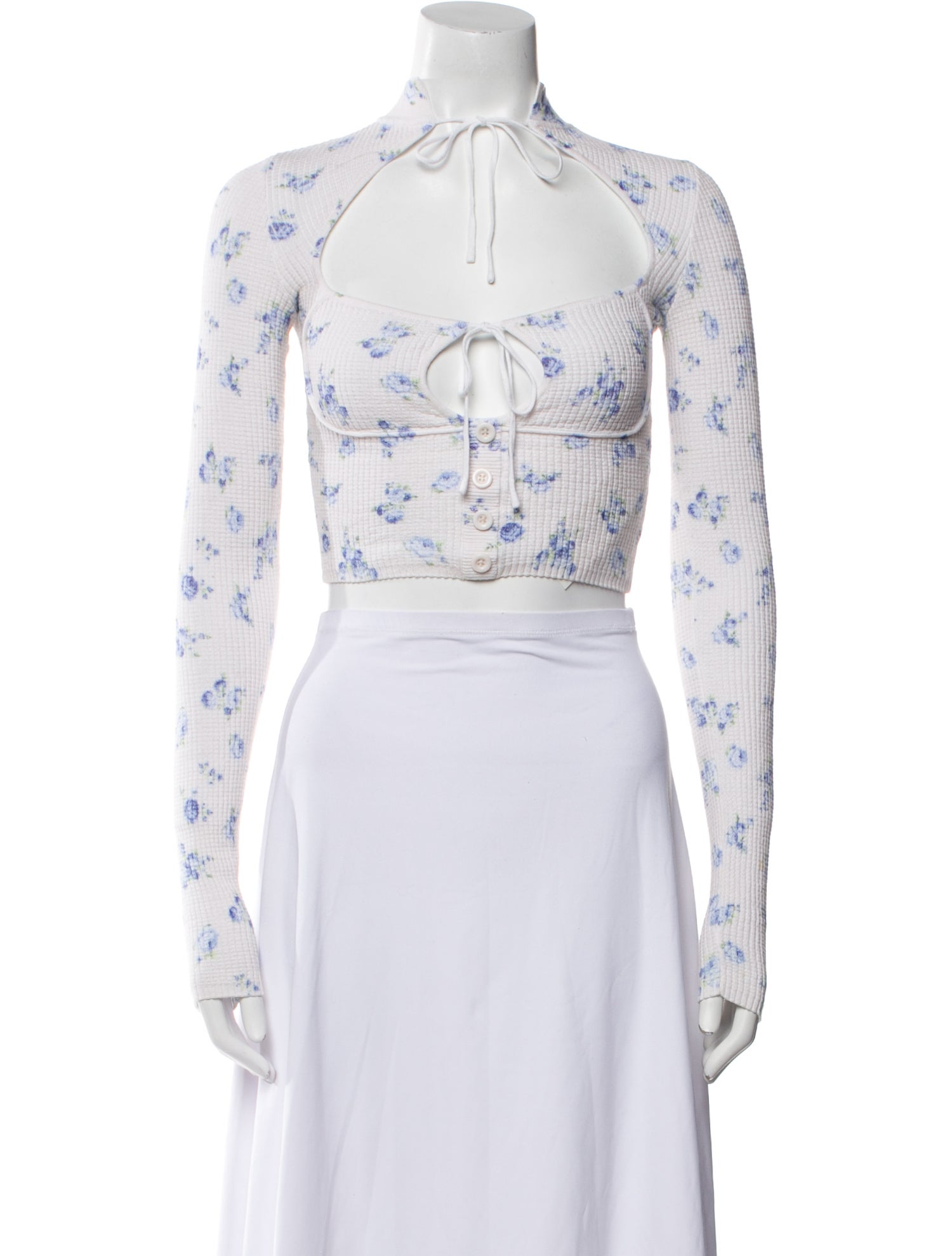 Miaou Floral Print Mock Neck Crop Top