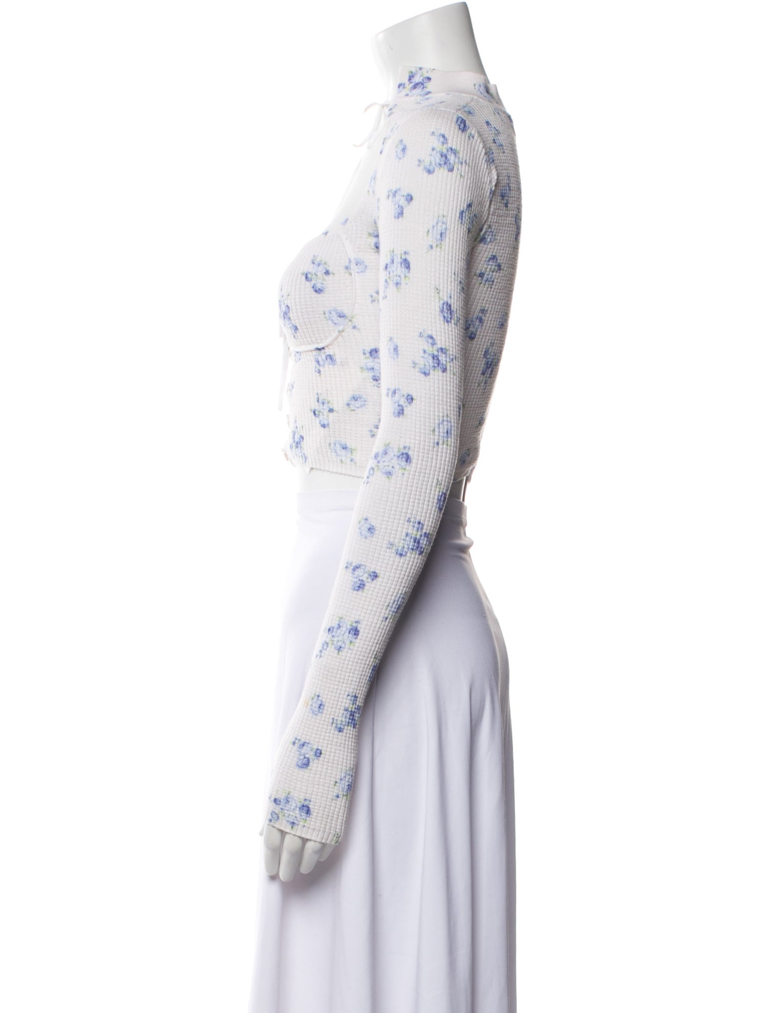 Miaou Floral Print Mock Neck Crop Top