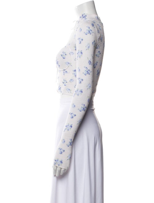 Miaou Floral Print Mock Neck Crop Top