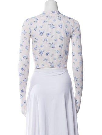 Miaou Floral Print Mock Neck Crop Top