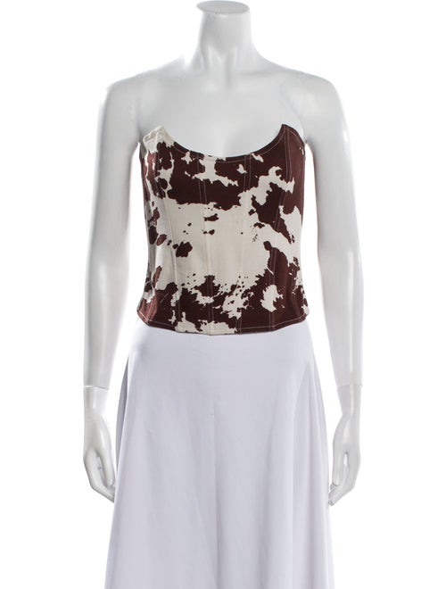 Miaou Floral Print Strapless Crop Top