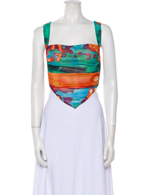 Miaou Printed Square Neckline Crop Top