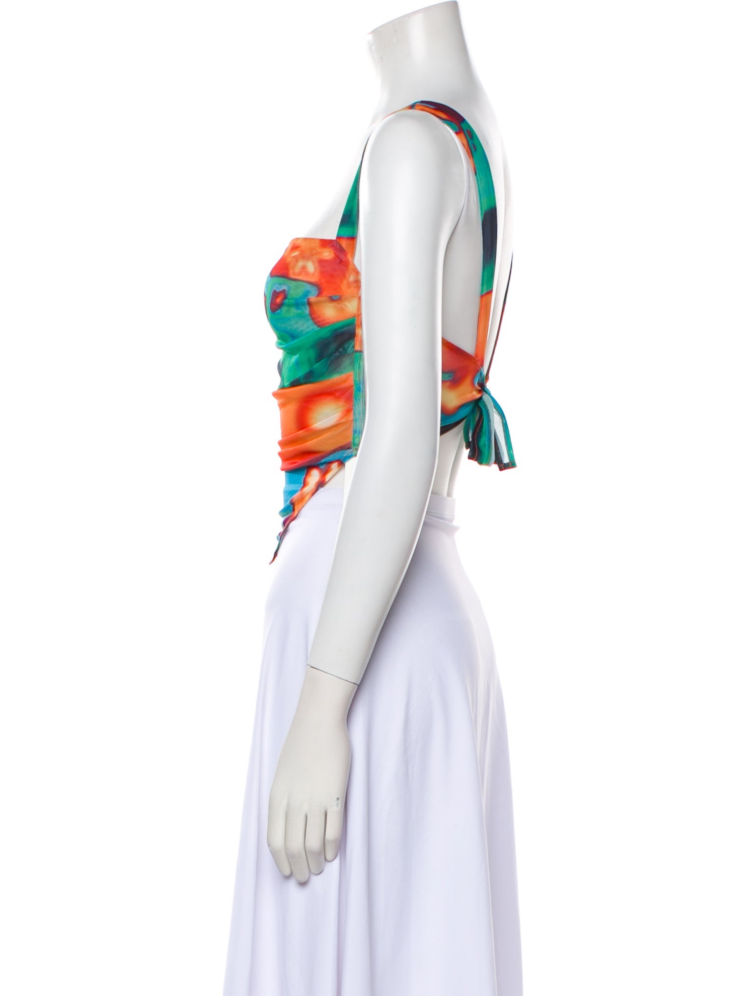 Miaou Printed Square Neckline Crop Top