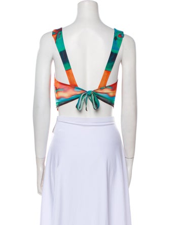 Miaou Printed Square Neckline Crop Top