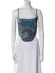Miaou Graphic Print Square Neckline Crop Top