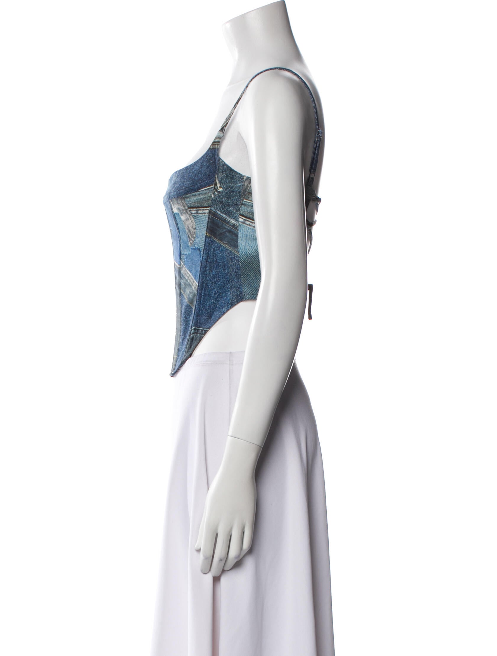 Miaou Graphic Print Square Neckline Crop Top