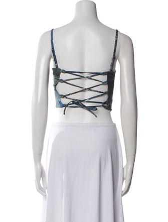 Miaou Graphic Print Square Neckline Crop Top