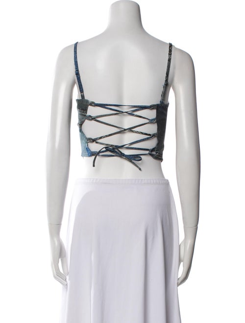 Miaou Graphic Print Square Neckline Crop Top