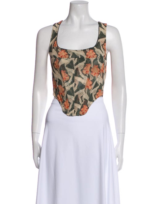 Miaou Floral Print Square Neckline Crop Top
