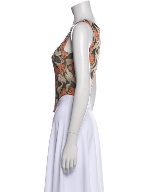 Miaou Floral Print Square Neckline Crop Top