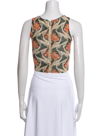 Miaou Floral Print Square Neckline Crop Top