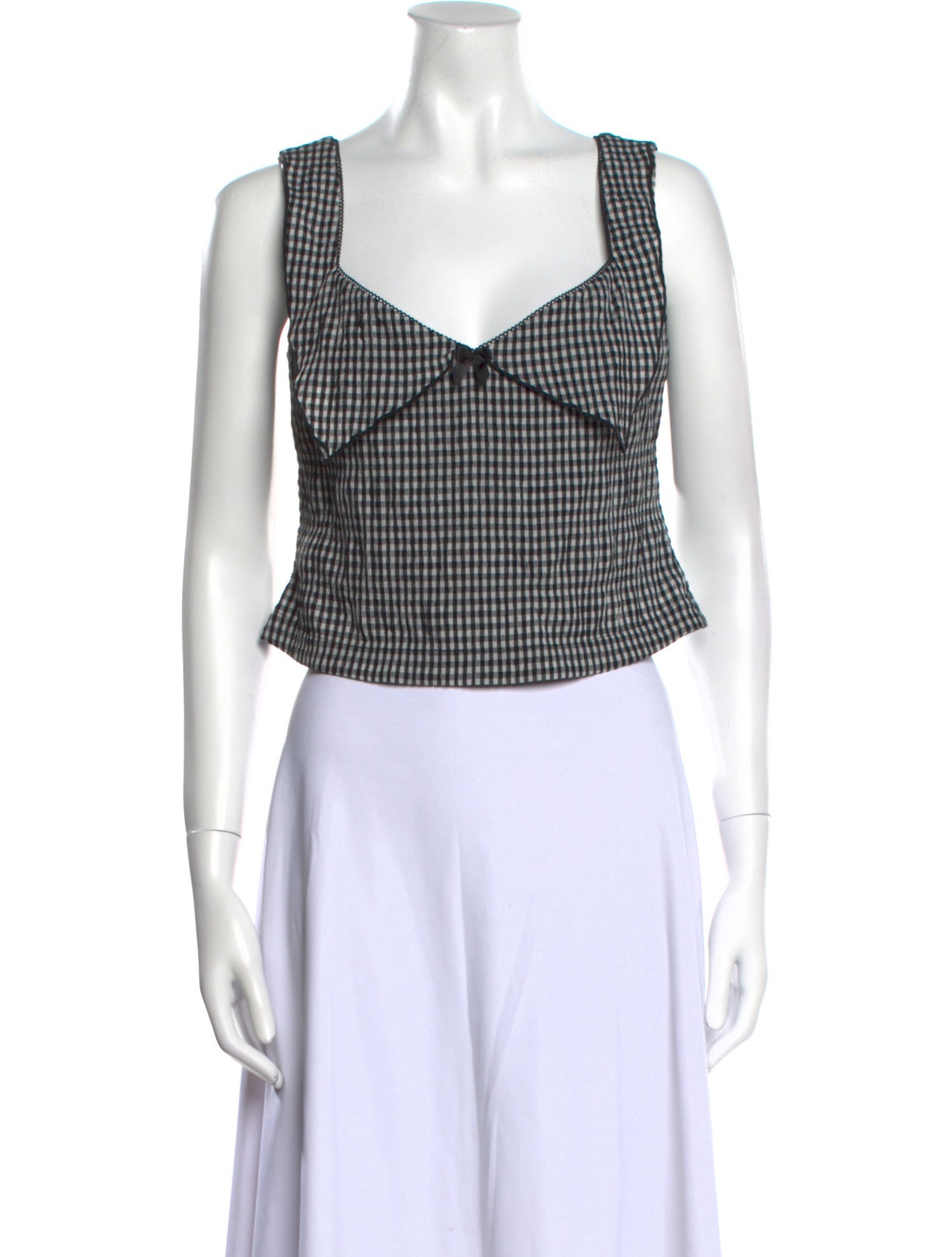 Miaou Plaid Print V-Neck Crop Top